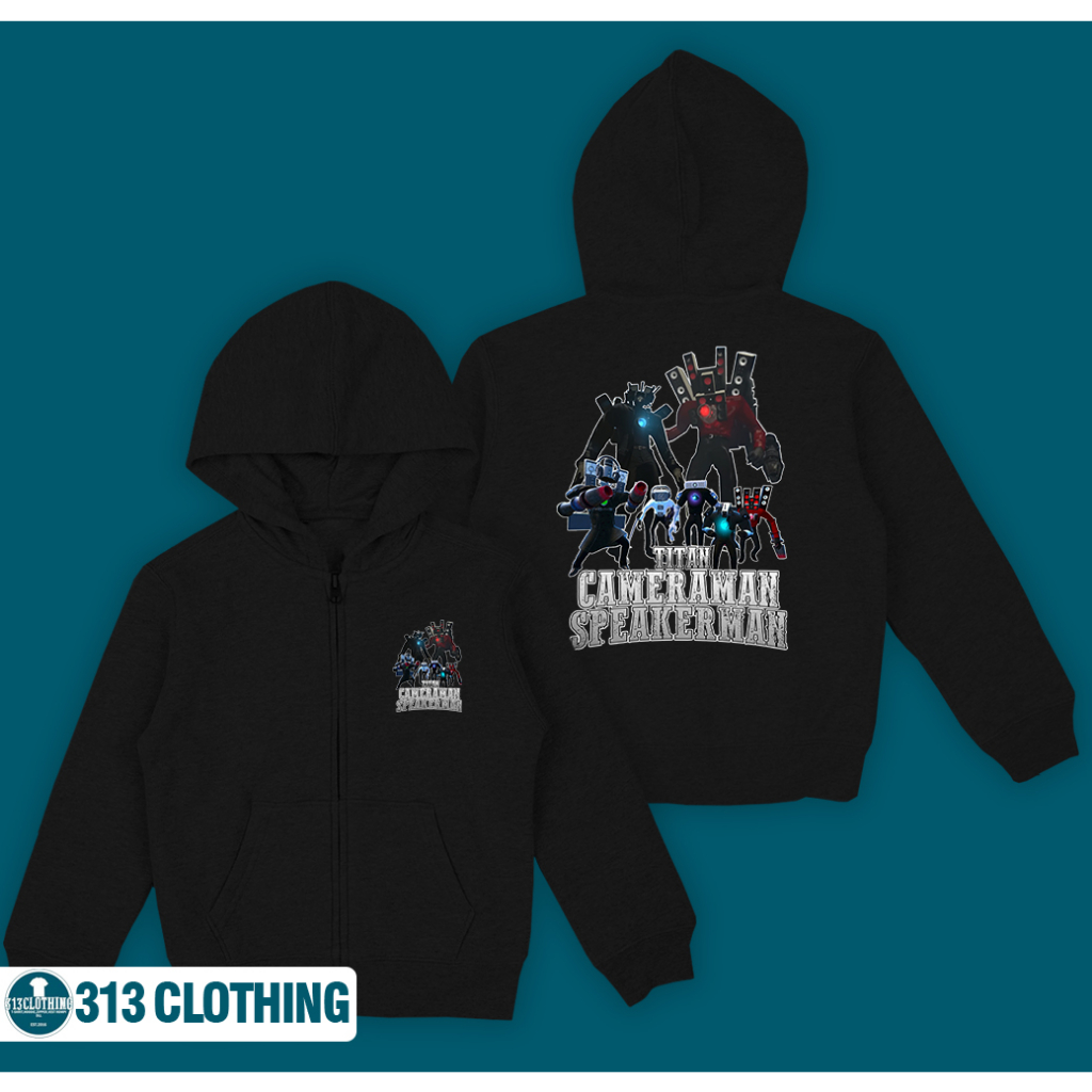 Hoodie Zipper Anak Titan Cameraman Skibidi Toilet Hoodie Anak Speakerman Titan Skibidi Toilet
