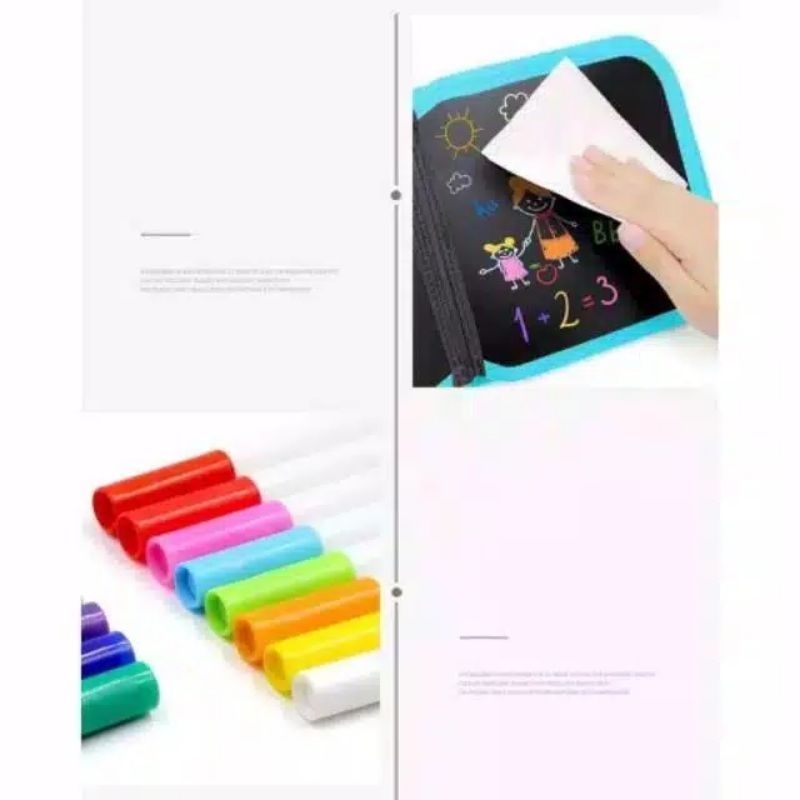 

KiSy.Shop 12 pcs Spidol blackboard doodle book erasable washable drawing book buku gambar portable spidol wipe & clean bisa dihapus
