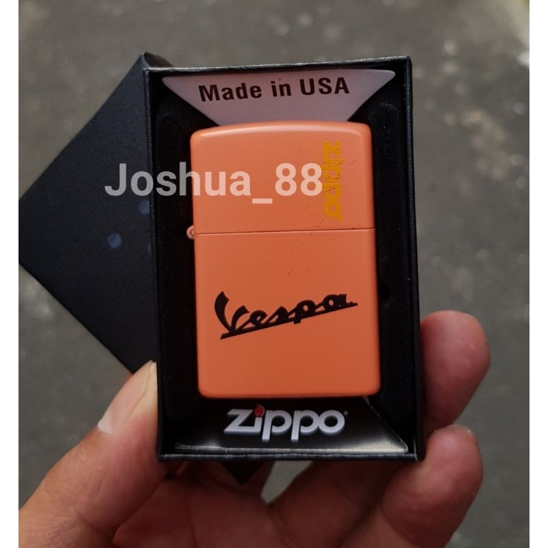 Zippo Korek Api Lighter Vespa Orange matte Bisa Custom Nama Sendiri
