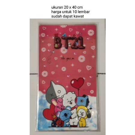 

plastik snack plastik souvenir ulang tahun isi 10 lembar karakter BT21 BT 21 ukuran 20cm x 40cm