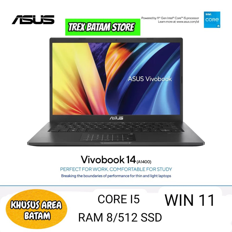 LAPTOP ASUS VIVOBOOK A1400 SSD 8 RAM GB INTERNAL 512 GB CORE I5 WIN 11 [ BATAM ]