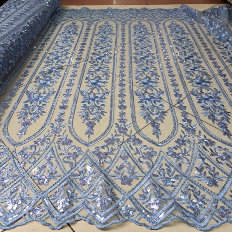 Tile salur kotak-kotak full payet bordir