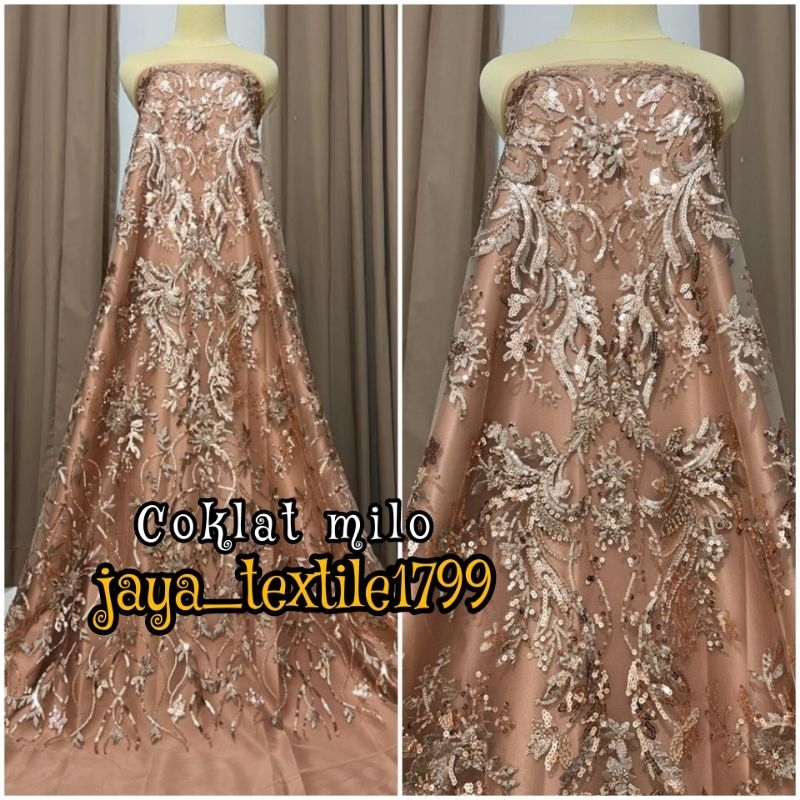 Kain TILE PAYET PREMIUM/ Tile Bordir Full Payet / Bahan kebaya