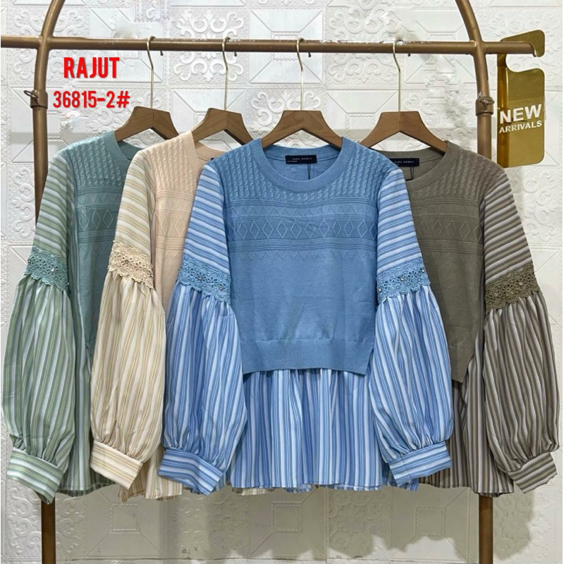 Blouse Rajut Import Renda mix Katun Salur by Zara woman