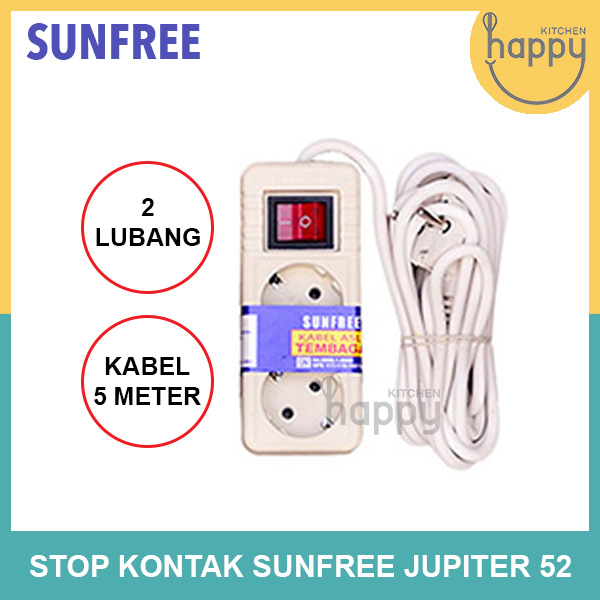 Stop Kontak Listrik 2 Lubang Kabel 5 Meter Colokan Listrik Sunfree-52