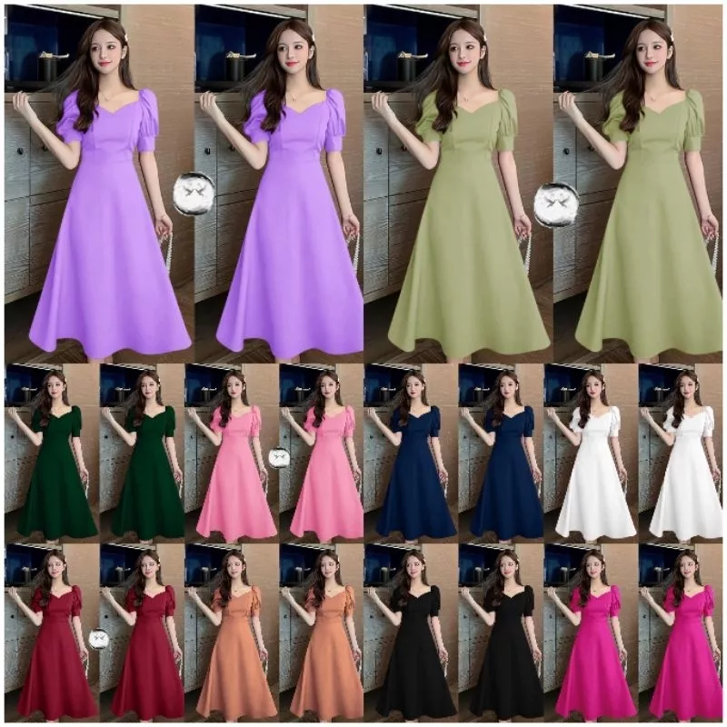 DRESS WANITA KOREAN STYLE DRESS KOREA SYAHIRA DRESS PUTIH DRESS SCUBA PREMIUM CASUAL DRESS LOLA GAUN