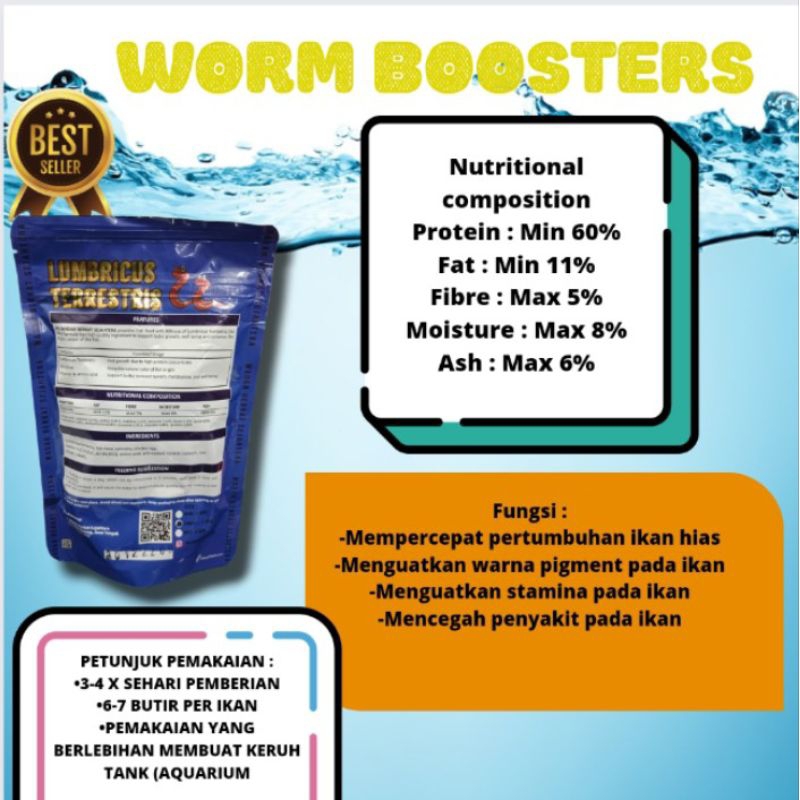 Makanan Ikan Hias Chana Predator Healthy Immune System WORM BOOSTERS BLUE 100GR