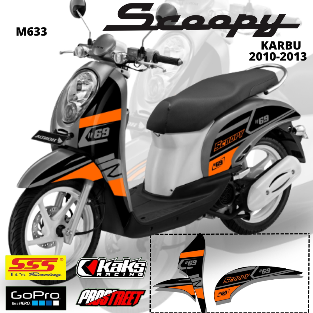Lis Stiker Striping Honda Scoopy Karbu M633 Tahun 2010 2011 2012 2013 Pelindung List Sticker Aksesor