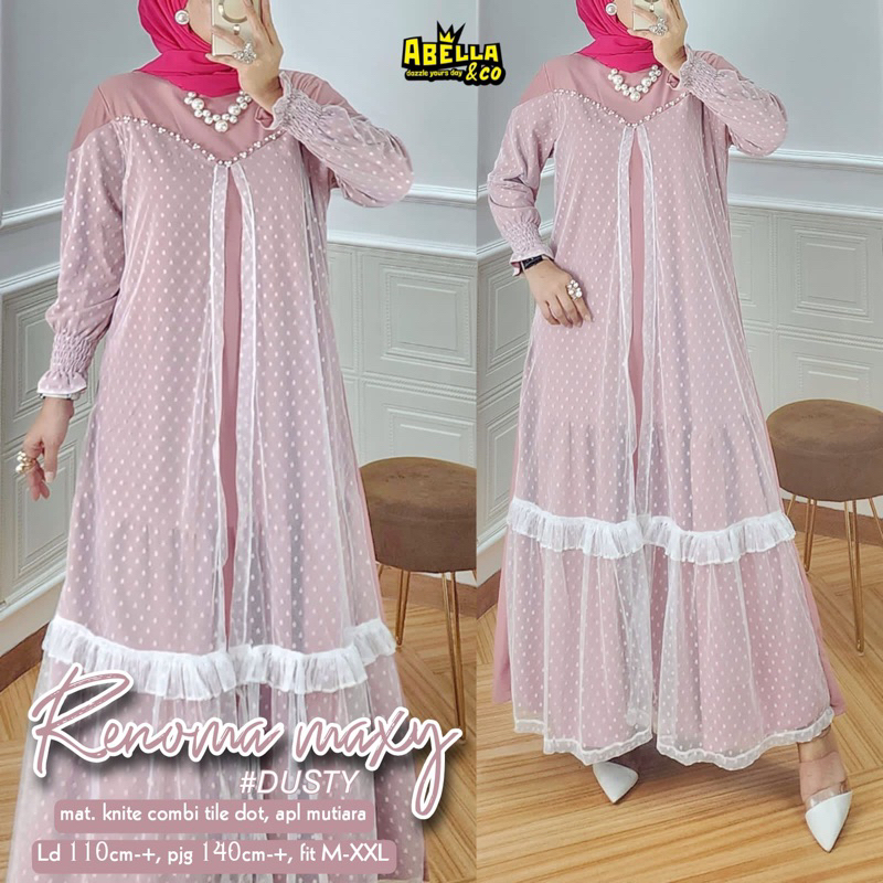 Abella gamis renoma maxy dress | tile dot mutiara LD 110 PB 140 fit M-XXL