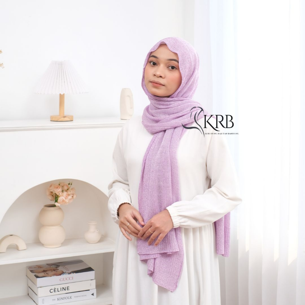 KRB | Pashmina Gliter Rajut UNGU - TARO - LILAC - TARO BARU - NILA - LAVENDER - PEACH - ROSE GOLD - 