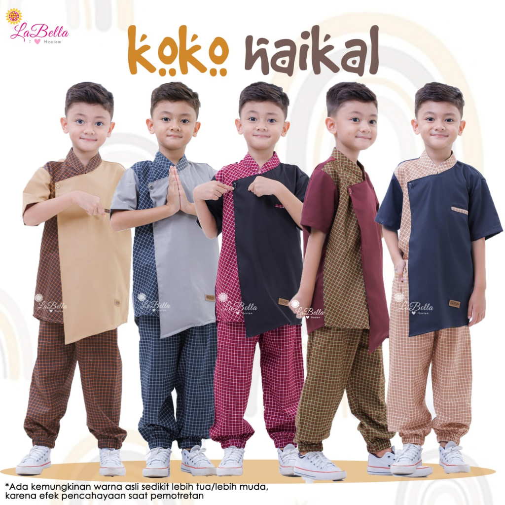 Baju Koko Set Atasan dan Bawahan Haikal by Labella / Baju Koko Set Celana / Baju Koko Ngaji Anak / B