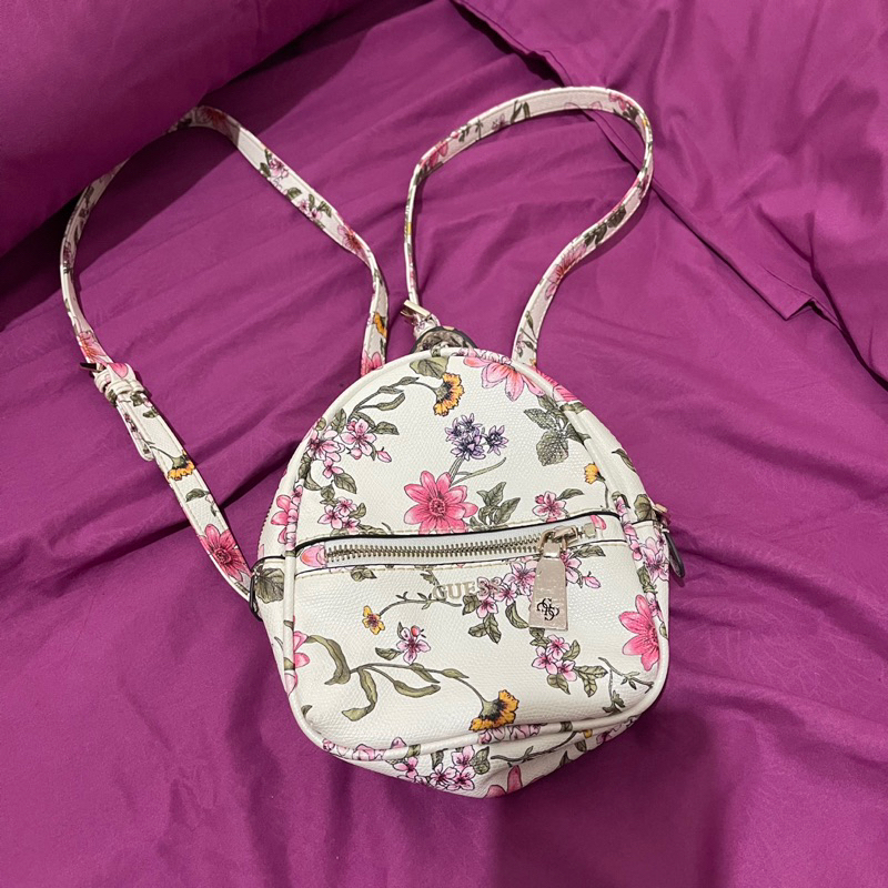 guess mini floral backpack tas ransel