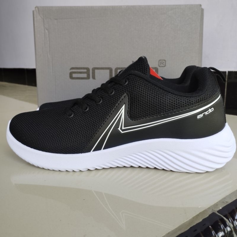 Sepatu Ando Original Boaz Hitam Putih Black White