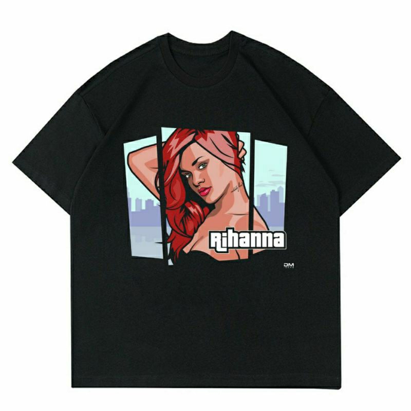 BAJY RIHANNA | T-SHIRT KAOS RIHANNA GTA STYLE VINTAGE BLACK | KAOS BAJU PRIA | KAOS OVERSIZE | KAOS 
