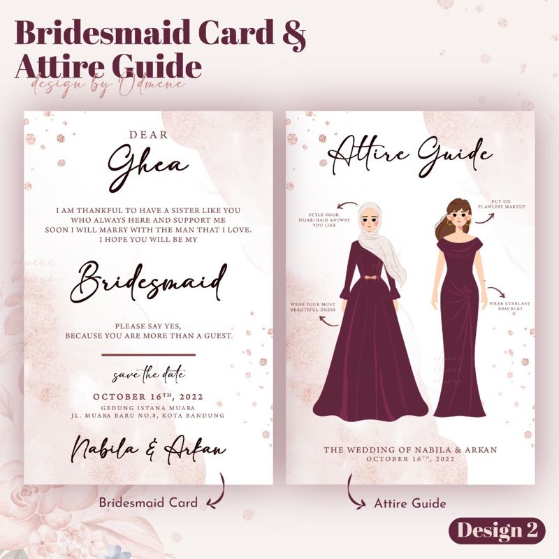 

(A5) Aesthetic Bridesmaid Card and Attire Guide by Odmene