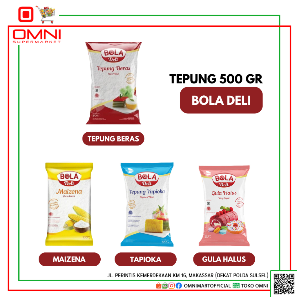 

Tepung Bola ALL VARIANT Gula Halus, Tepung Beras, Tapioka dan Tepung Maizena 500 Gr