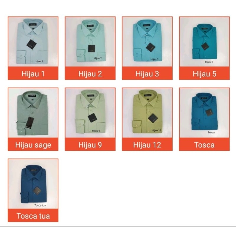 KEMEJA ALISAN POLOS HIJAU SAGE / HIJAU1 / HIJAU 2 ( H1.H2.H3.H5..H9.H12) TOSCA LENGAN PANJANG REGULE