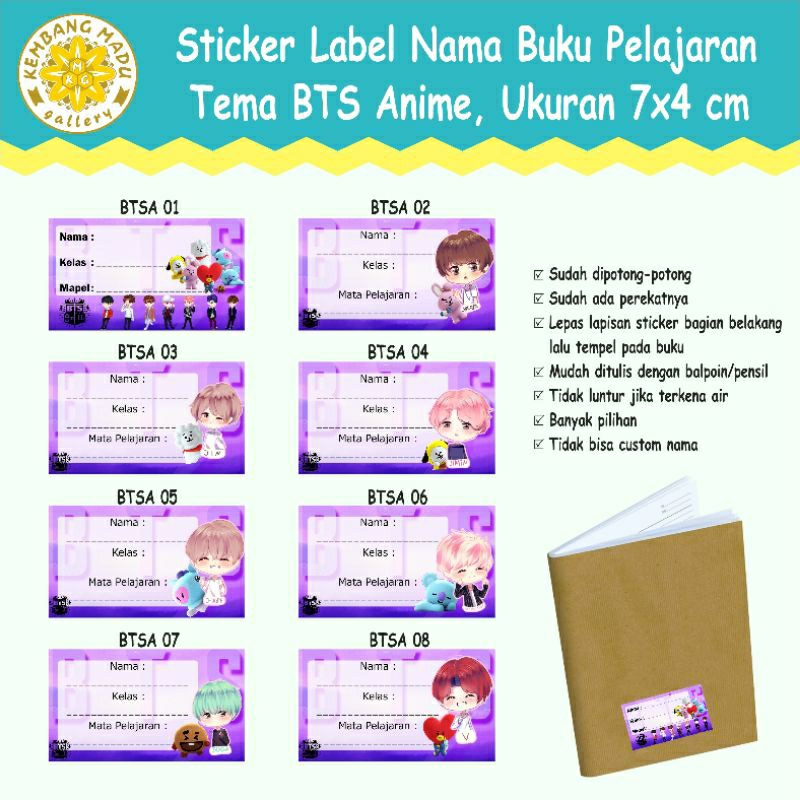 

Sticker Label Nama Buku Pelajaran Tema BTS