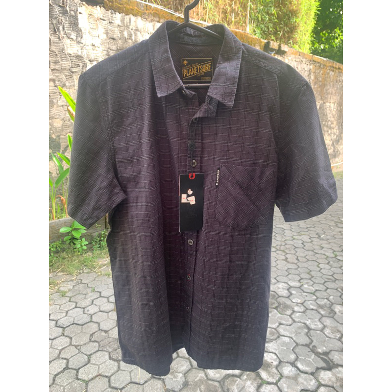 Baju Kemeja Planet Surf New Opposite Black Original Size S