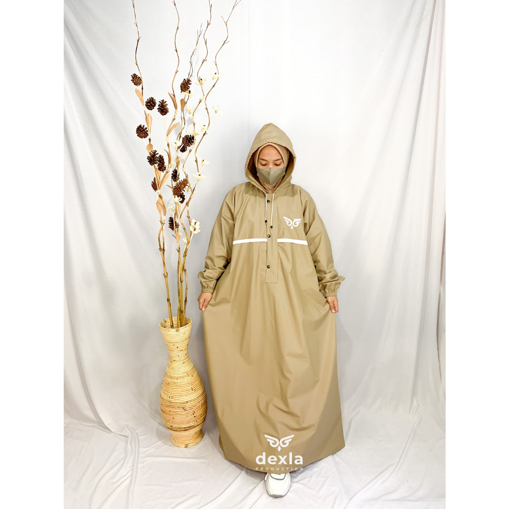 Jas Hujan Wanita Gamis Perempuan Muslimah Hijab Jubah Mantel hujan Waterproof KUALITAS PREMIUM by DE