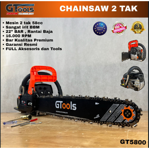 CHAIN SAW 2TAK GTOOLS EROPA type GT5800 senso potong chainsaw kayu