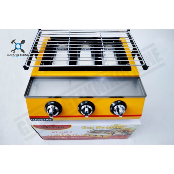 Kompor Panggang Sosis 3 Tungku MTX-K122 MAESTRO / Roaster Pemanggang Kompor Gas Alat Pemanggang Sosi