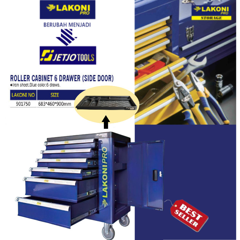 Roller Cabinet 6 Drawer 683 x 460 x 900mm Side Door LAKONI PRO 901750