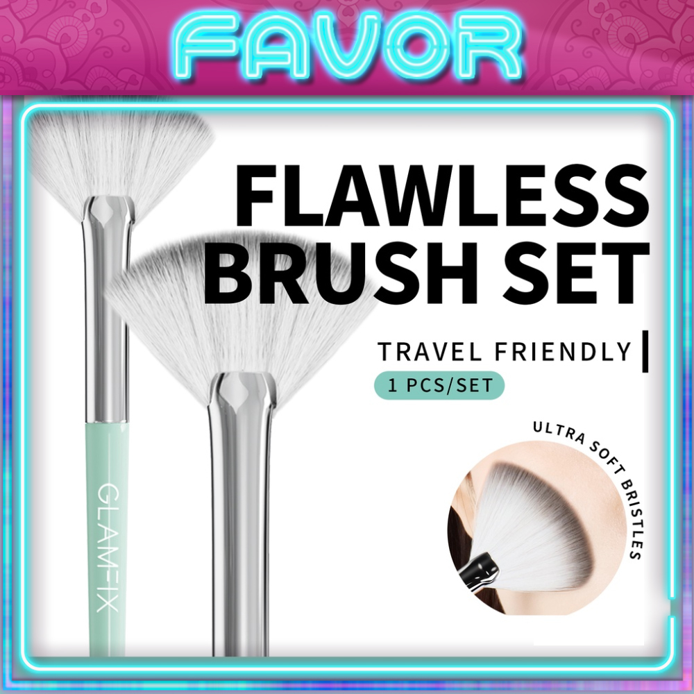 GLAMFIX Flawless Fan Brush Make Up | Kuas Make Up Highlighter | GLAM FIX Alat Kecantikan Makeup by Y