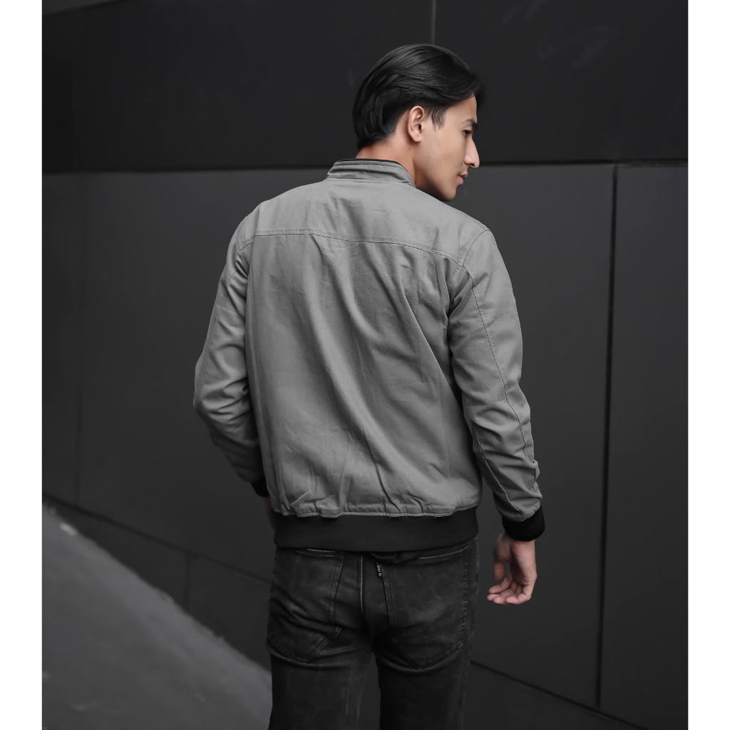 Justrue Jaket Bomber Slimfit Pria Jacket Canvas Premium