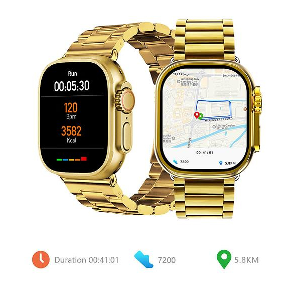 Smartwatch M9 Ultra Max 2.2 Inci Layar Sentuh 49MM Layar Penuh Emas 24K Smart Watch IP68 Tahan Air Quran Doa Ziarah Muslim Smart Watch Pria Android IOS Pria Digital Watch Bluetooth Ponsel Olahraga Permainan Wanita Smart Watch