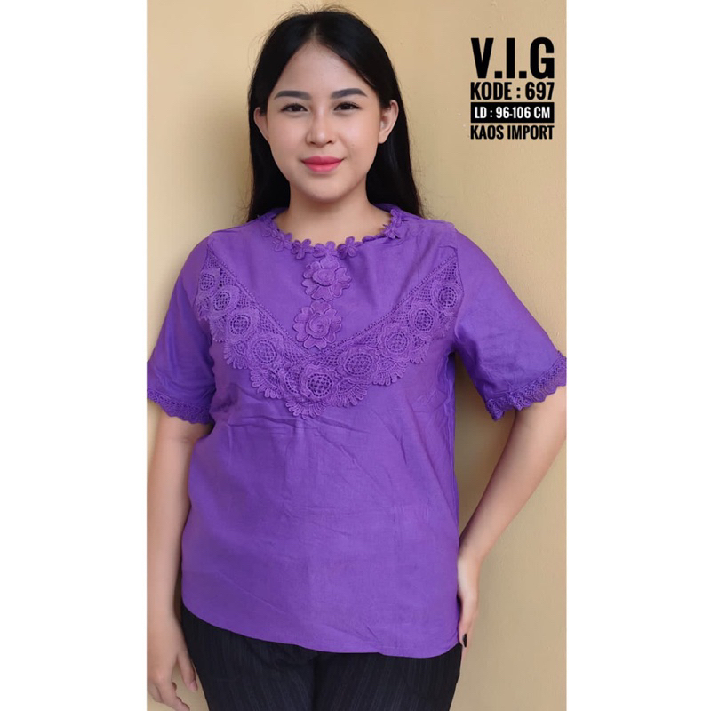 Atasan Blus Katun Stretch Bordir Bunga - 697 Katlyn Shop