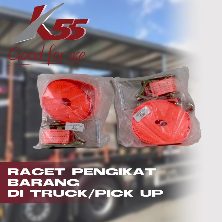 K55 Ratchet Tie Down Racet Pengikat Barang Tali Ikat Sabuk Truk