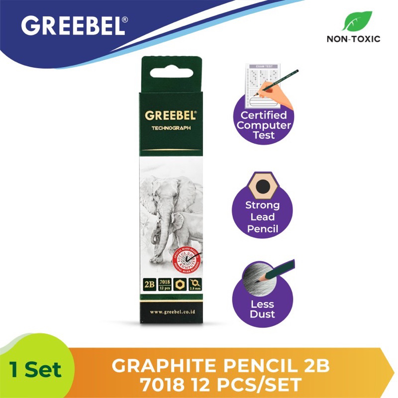 

Pensil greebel pensil kayu greebel pensil 2B 1 kotak