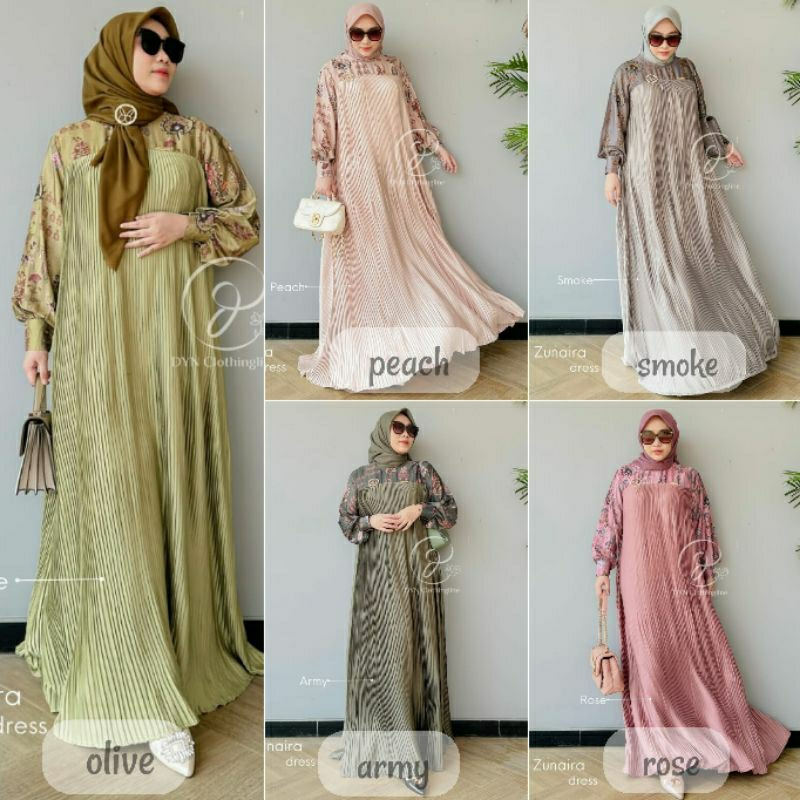 DYN Zunaira Dress Lebaran Premium Silk, Gamis Kondangan Kekinian