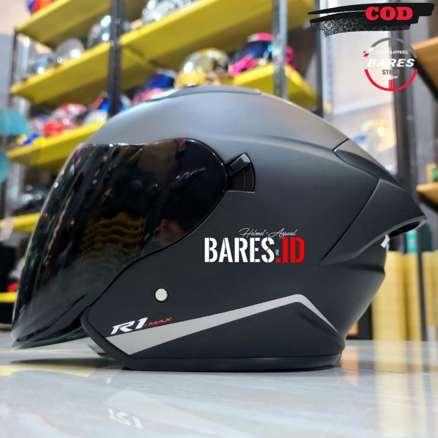 NHK R1 Max Black Doff Paket Visor Darksmoke