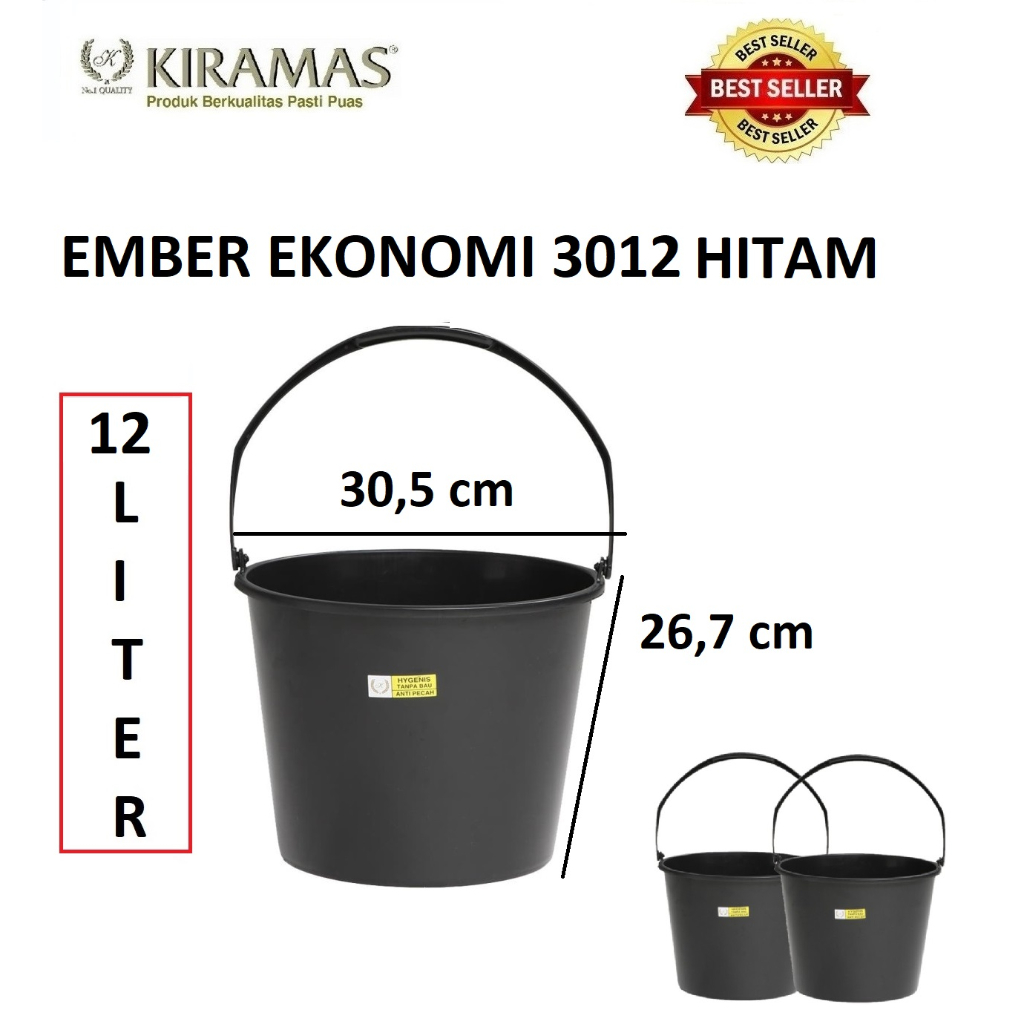 Kiramas Pail/Ember Ekonomi 12 Liter - 3012 Hitam