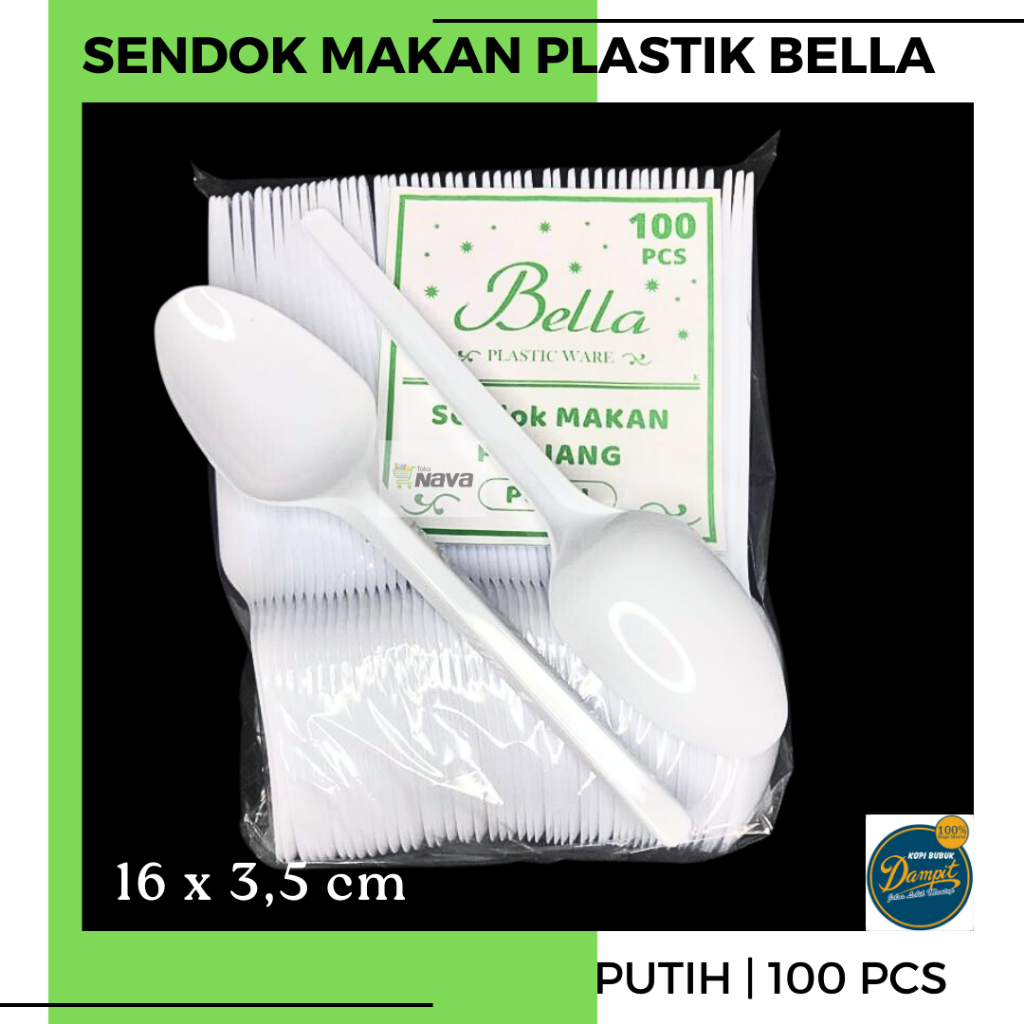 Sendok makan plastik putih Bella 100 / sendok makan plastik / sendok