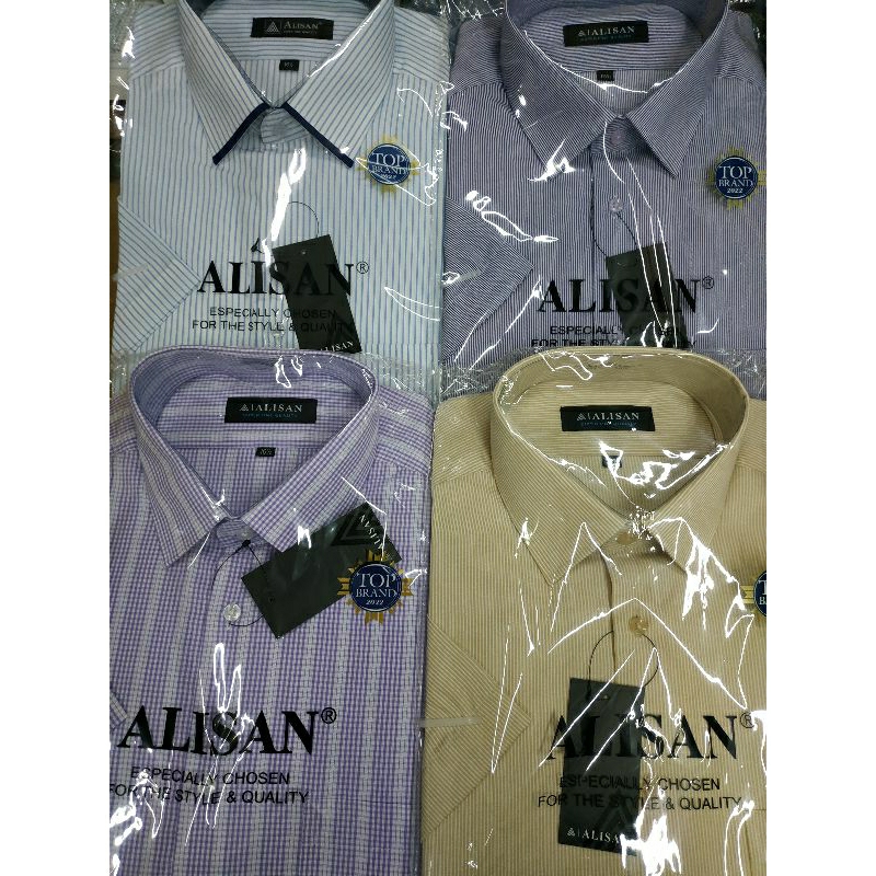 Kemeja motif alisan lengan pendek jumbo size 16.5 - 17.5
