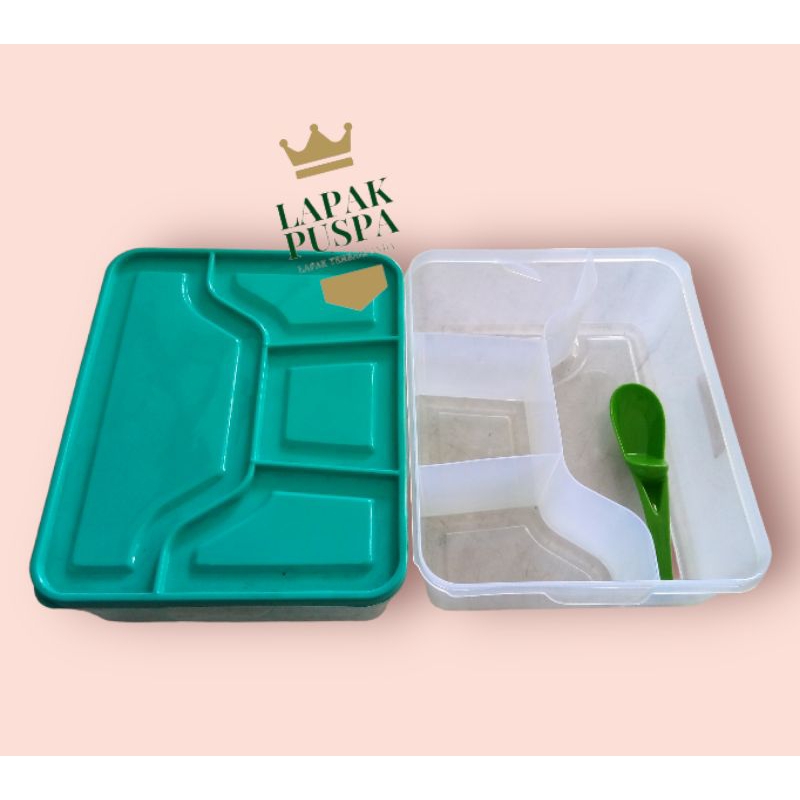 tepak wadah makan nasi bekal kerja sekolah clio besar sekat 4 bonus sedok plastik