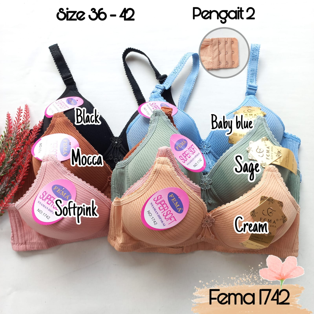 BRA Fema 1742 Bh Busa Tanpa Kawat Motif Garis Pengait 3