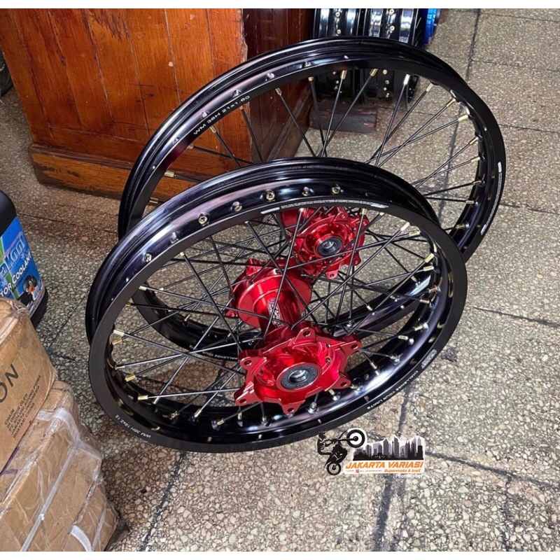 paket velg 18 21 full cnc crf 150l trail trabas adventure velg scarlet cnc tromol scarlet cnc jari j
