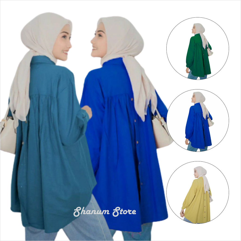 Kemeja Linen Wanita Rika Top/ Kemeja Wanita Kancing belakang/Rika Top Line