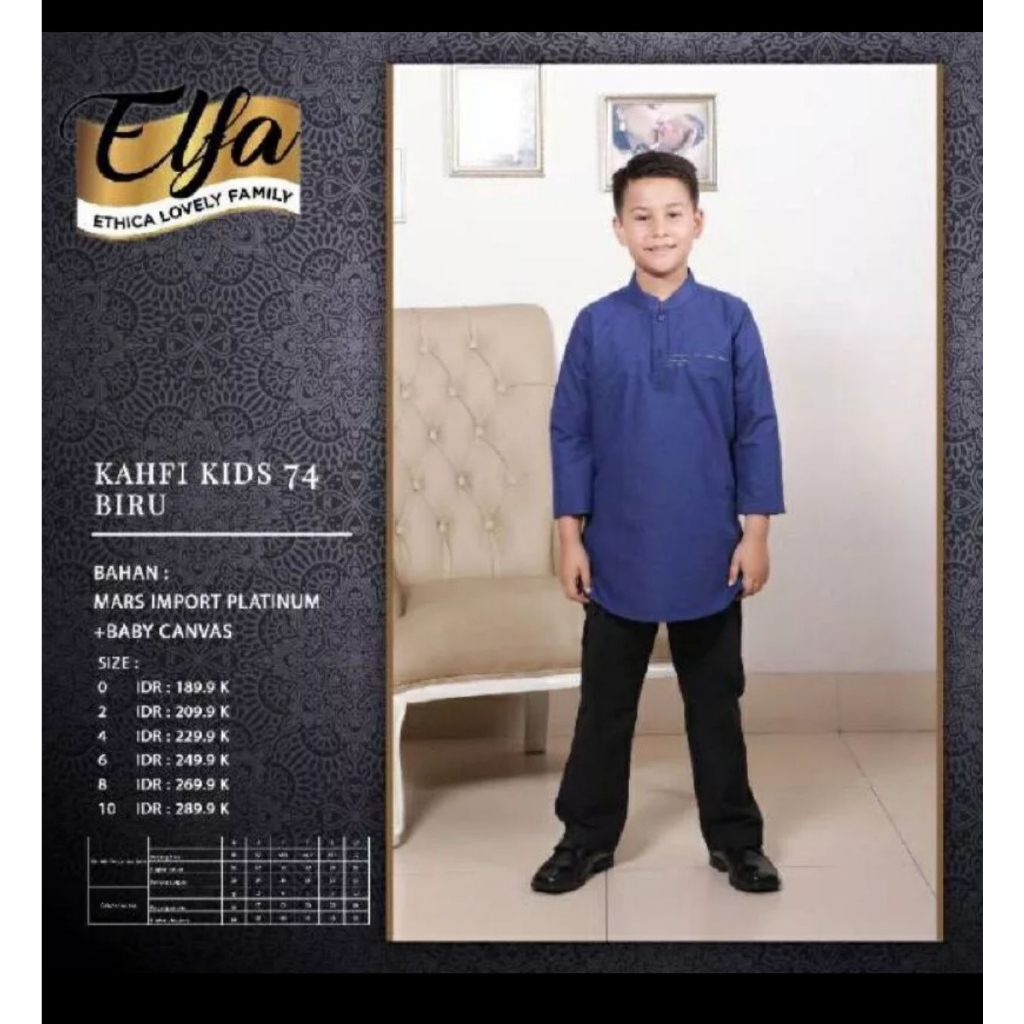 Koko anak terbaru Kahfi kids 74 biru/Baju muslim laki laki by Ethica
