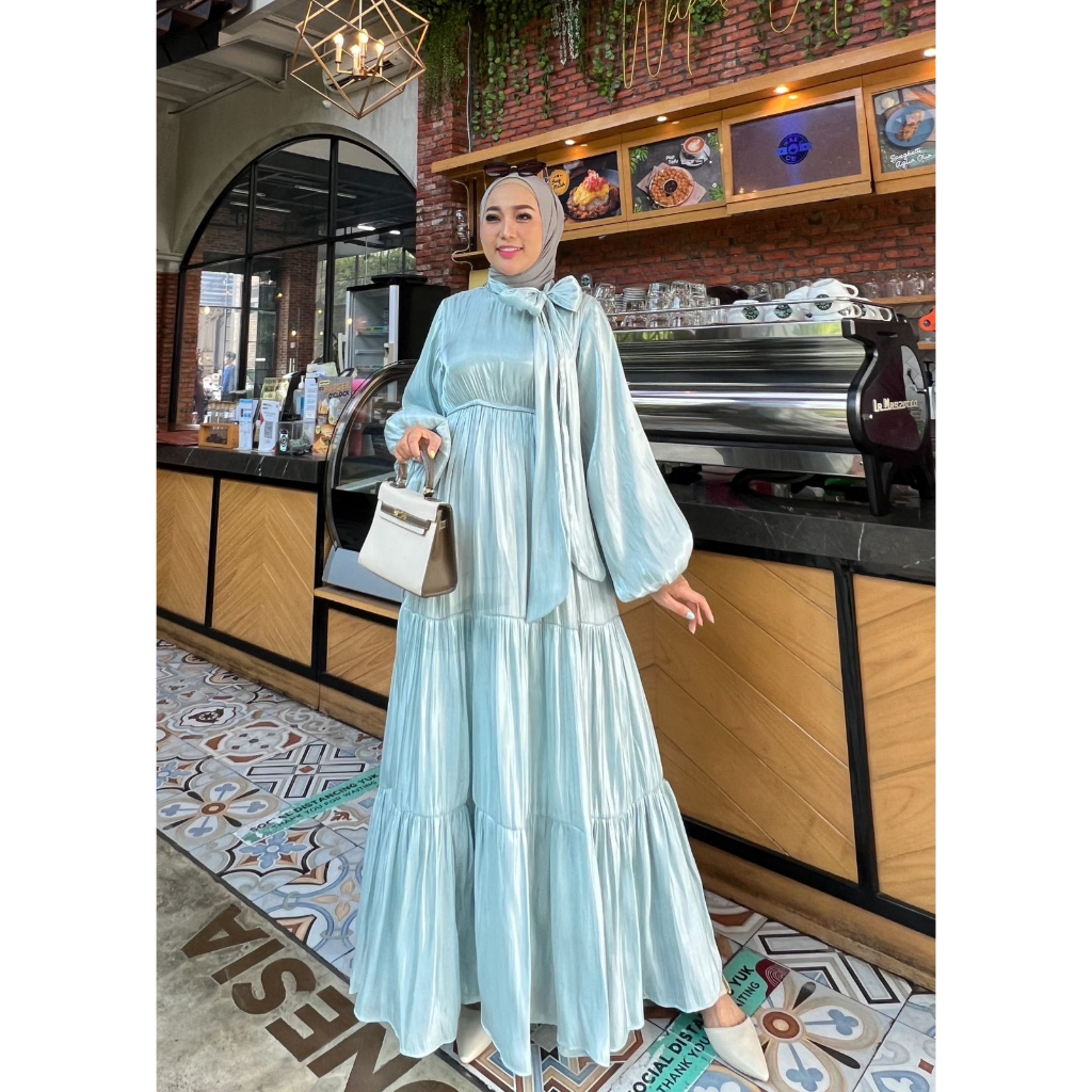 Zahira1808 Lafiza 1 Luna Shimer Lapis Furing Gamis Muslim Syari Ibu Busui Hijab Wanita Terlaris Ori 