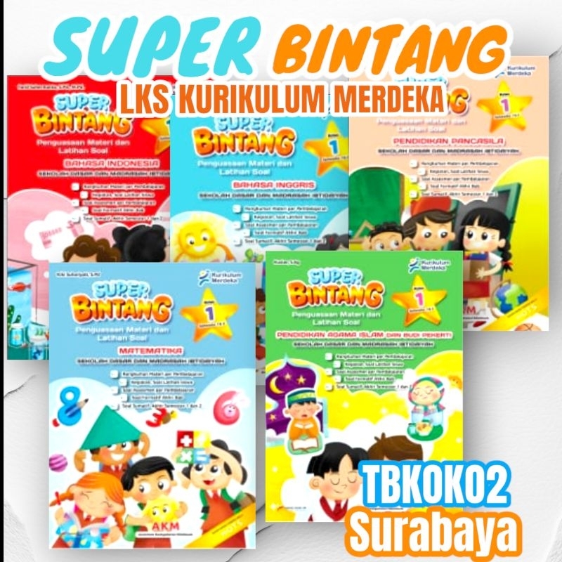 BUKU SUPER BINTANG SD KELAS 1 LKS KURIKULUM MERDEKA 2023 PUSTAKA TANAH AIR