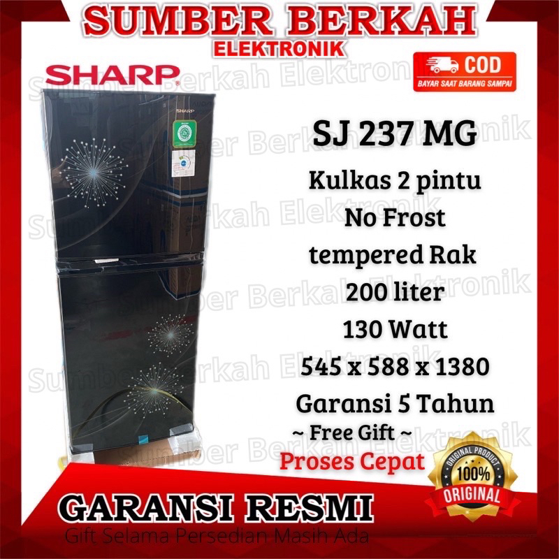 Kulkas Sharp Shine sj 237 MG kulkas 2 pintu 200 liter murah Bandung