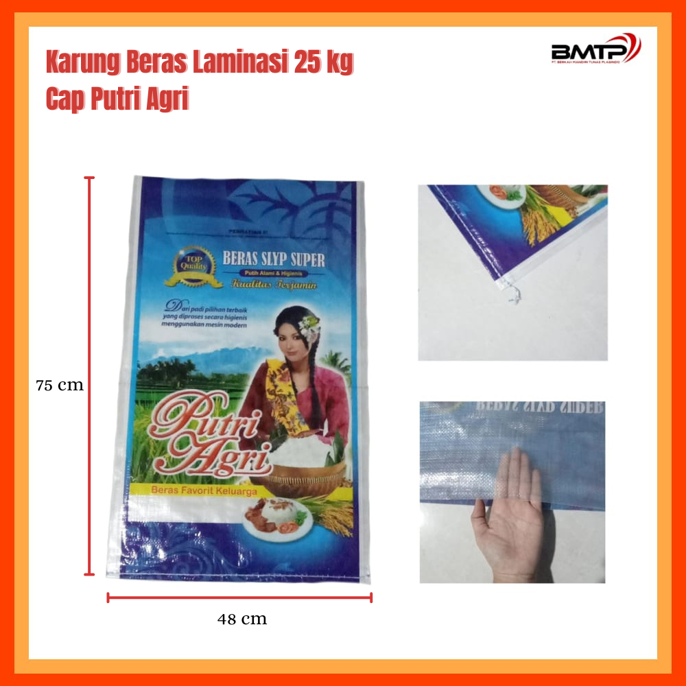 Karung Beras 25 kg Laminasi Cap Putri Agri /per 50 lembar