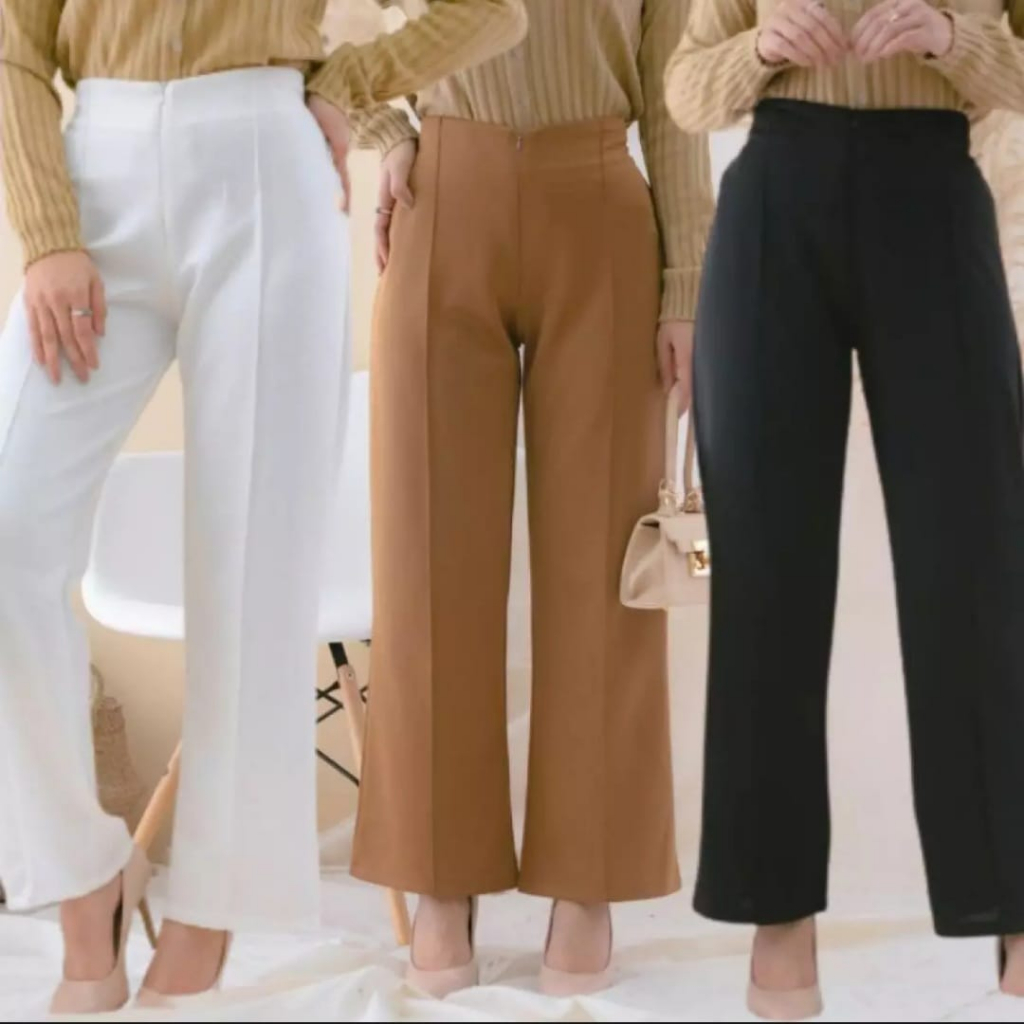 Kulot Resleting Depan Highwaist Bahan Scuba Premium Celana Kulot ALLSIZE