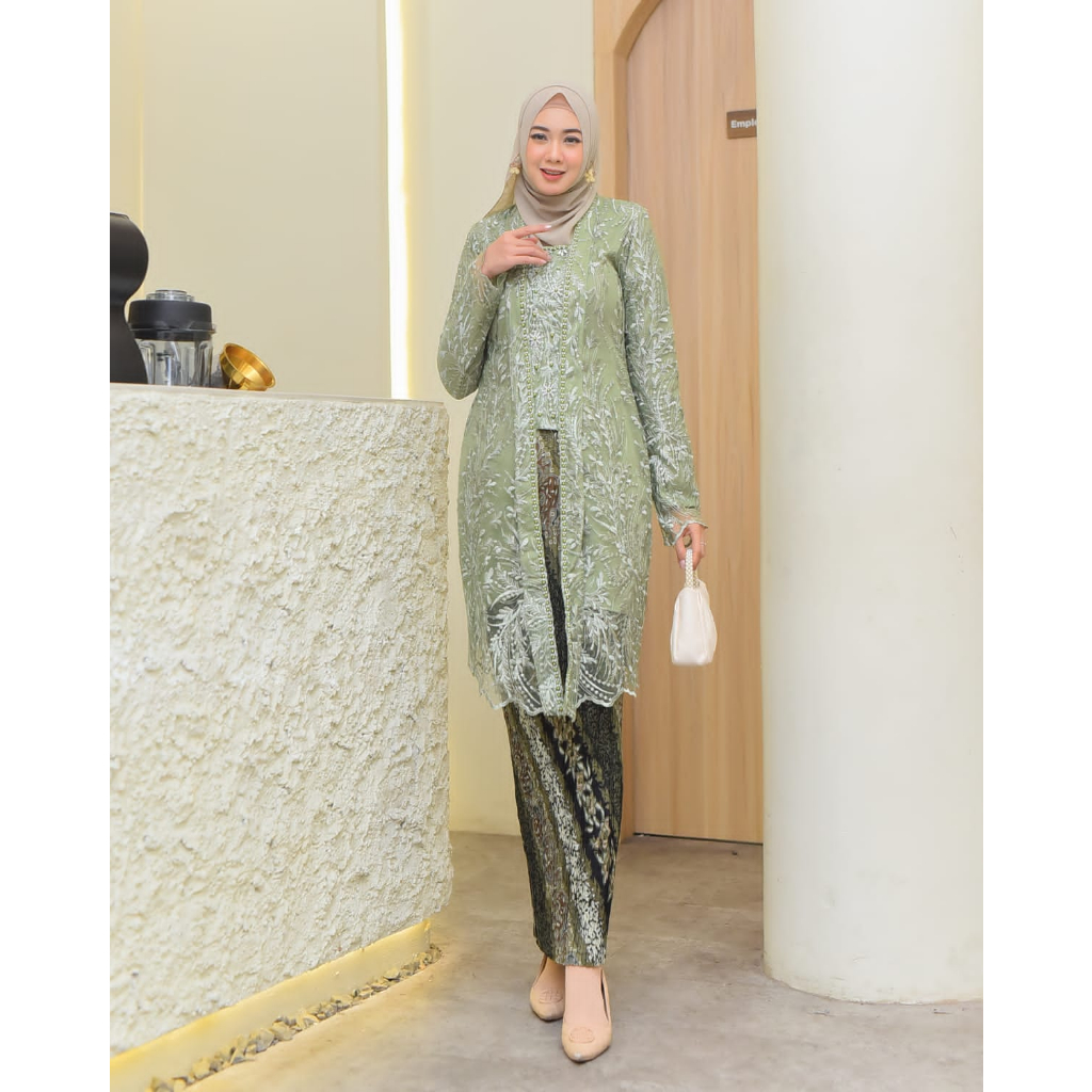 Setelan kebaya tunik kutubaru payet - model kebaya tunik payet terbaru - pakaian pesta, kondangan, a