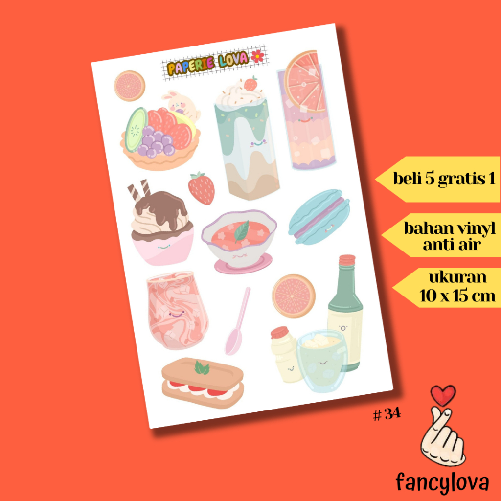 

Stiker Aesthetic Anti Air Vinyl Tumblr Jurnal Scrapbook Sticker Kawaii HP Laptop Cookies Cake Boba Coffee Sticker Pack #34